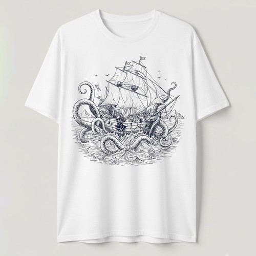 Shirt nave pirata kraken - nave,