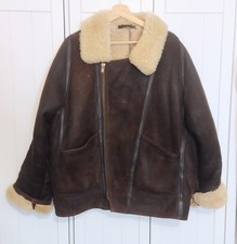 Giacca bomber aviatore pelle vintage grande pelle marrone mugnaio montone