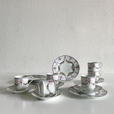 Haviland Limoges Artois Tazza Piattino Piatto Trio Set di 12 Porcellana Francia Vintage