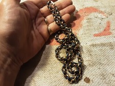 COLLANA CATENA COLORE BLU E ORO LUNGHEZZA A DOPPIO 40 CM