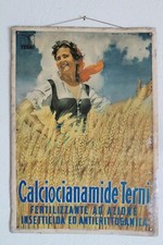 Insegna Tabella Litografata TERNI Calciocianamide Holzer Epoca Pubblicità '900