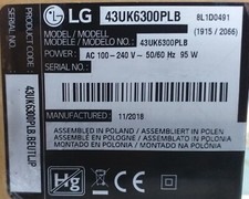 RICAMBI PER TV LG 43UK6300PLB