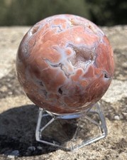 Agata Fiori Ciliegio Agata Rosa Sfera Cristalli 6,6Cm wicca Cristalloterapia