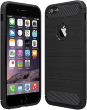COVER CARBON LOOK PER APPLE IPHONE 5 - 5S - SE / CUSTODIA SILICONE NERO