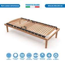 Rete letto singolo ortopedica in legno doghe flessibili e regolatori portanza