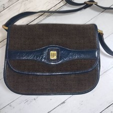 Borsa a tracolla vintage LANVIN modello all-over patta marrone media autentica