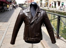 Herren Lederjacke braun biker Motorrad caferacer Guendj original milano perfecto