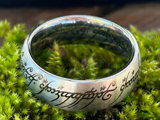 Signore Degli Anelli: Anello Acciaio 316L Argento Incisa Laser + Custodia Incisa