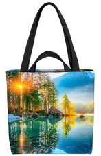 Lago alpino foresta montagne