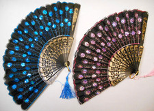 2 Embroidered Folding Handheld