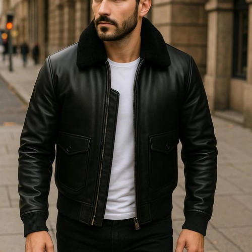 Bomber uomo pelle nera - bomber, in