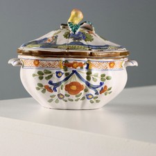 Salsiera Antica Maiolica di Faenza con Coperchio Italia XX Secolo Originale
