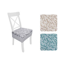 Coppia Coprisedie 2 Cuscini Sedia con Fascia Elastica Fantasia Ghirigori Bianco