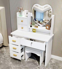 Postazione trucco toeletta specchio cuore sgabello camera da letto Clara