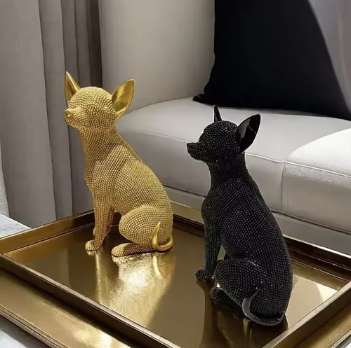 Statua chihuahua nera - fatta, a
