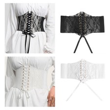 Cintura donna semplice in pizzo Cintura larga Cinch Corsetto Tie-Up per