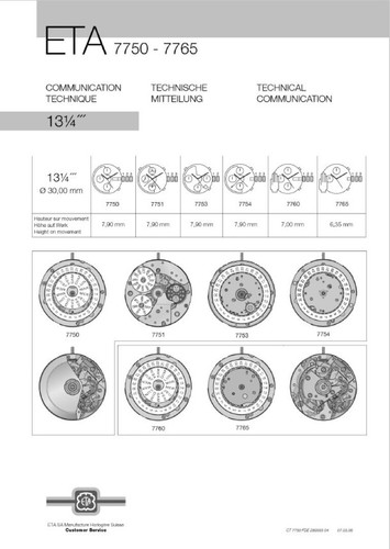 Pdf eta valjoux 7750 - 7750, à