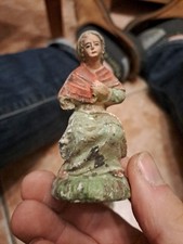 Statuina In Gesso Vintage Signora Per Presepe Altezza 8 Cm