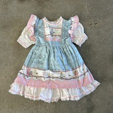 Abito vintage Disney Store Alice nel paese delle meraviglie orlo pizzo bambina 3T Pinafore anni 90