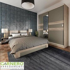 Camera da letto completa matrimoniale ALTEA scorrevole rovere grigio moderna