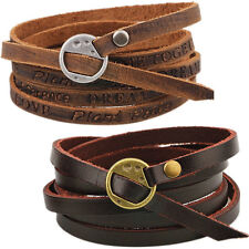 Bracciale uomo multistrato braccialetto maschile polso accessori stile ecopelle 