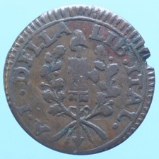 I REPUBBLICA ROMANA 1/2 BAIOCCO MACERATA RAME COPPER COIN qBB CURRENCY