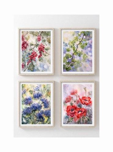 Set acquerelli fiori stampe - 4,