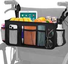 Borsa per Sedia a Rotelle con Portabicchieri, Zaino Cestino Nero 