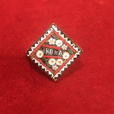 SPILLA VINTAGE - BIJOUX GIOIELLO - ANNI '50:  ROMA, ROMBO MICRO MOSAICO FIORI
