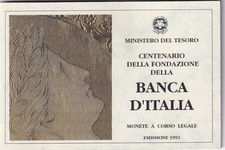 100 200 500 LIRE 1993 BANCA D'ITALIA CENTENARIO DELLA FONDAZIONE TRITTICO UNC