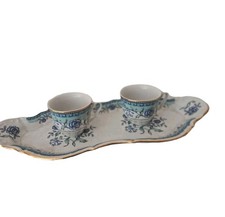 Duetto Tazzine Caffè Con Vassoio, Porcellana, Limoges, Decoro A Mano, Vintage.