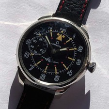 Raro grande orologio da polso svizzero meccanico uomo matrimonio militare OMEGA piloti WW2