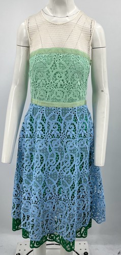 Abito vionnet tonal - blu, pizzo