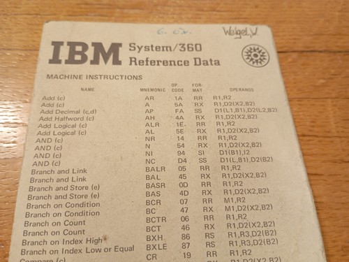 Ibm system 360 green card - ibm, system/360