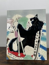 Large Knitting Cat Ceramic
