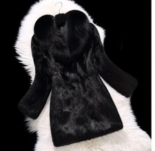 REAL RABBIT FUR COAT * WIDE