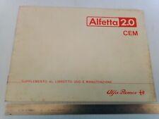 allegato all'uso manutenzione originale Alfa Romeo Alfetta 2.0 CEM Spica 1982
