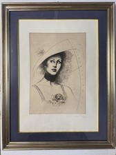 Quadro grafica artistica di Mario Russo 60x80cm, donna in cornice