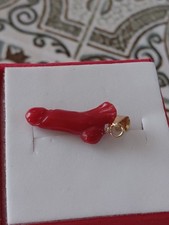  AMULETO  PISELLO PORTAFORTUNA  IN CORALLO ROSSO DELLA SARDEGNA  con argento 925