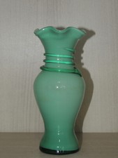 Vaso-vaso vintage in vetro di Murano, disegno fiori verdi