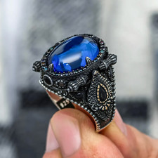Anello Uomo Zircone Blu Reale