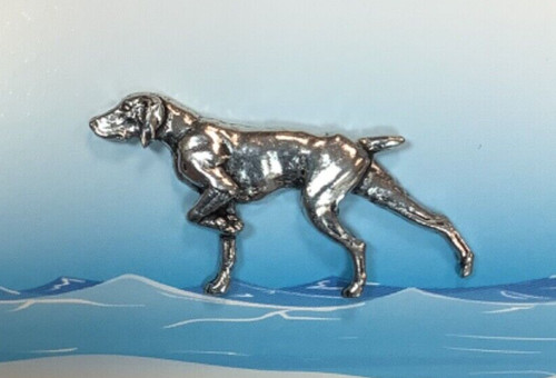 Pointer dog silver pewter pin - pointer,