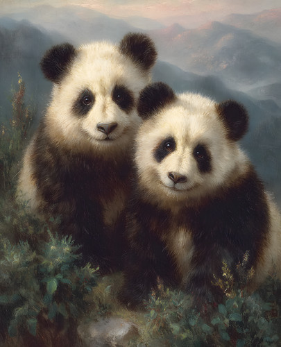 Stampa due panda giganti - , in