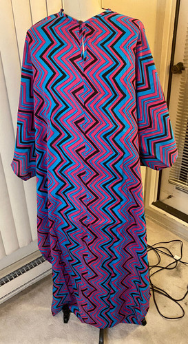 Caftano cotone blu - rosa, nero