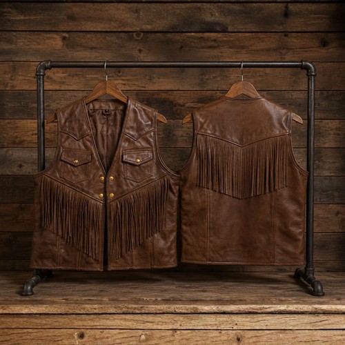 Gilet pelle con - in, frange