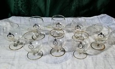 BICCHIERI BRANDY NAPOLEON LOTTO 8 PEZZI CAT. SNIFTER ANNI '60s  LOGO ORO 9 cm. H