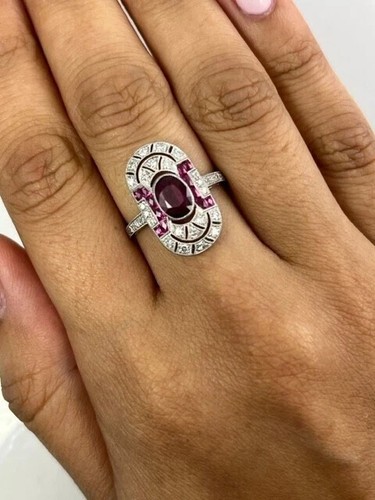 Anello art deco ovale rubino - art,