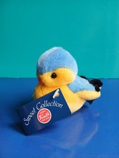 "TRUDI", mini peluche Uccellino colore azzurro e giallo, altezza 7 cm.