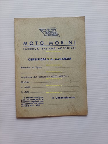 Moto morini libretto garanzia - morini,