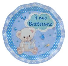 8 PIATTI CARTA IL MIO BATTESIMO CELESTE 27 CM 👶